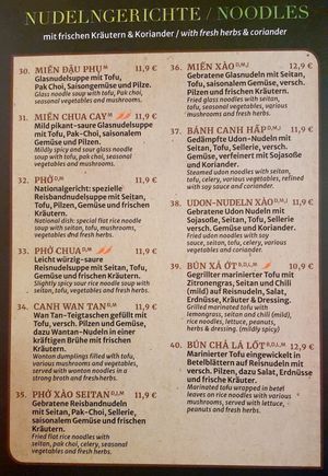 menu at Miss Vegan in Berlin