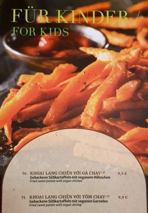 kid's menu at Miss Vegan in Berlin