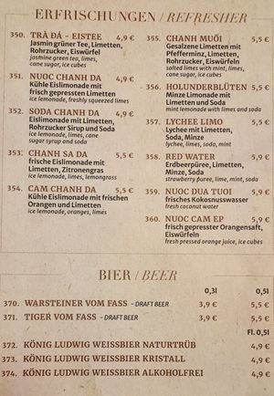 drink menu at Miss Vegan in Berlin