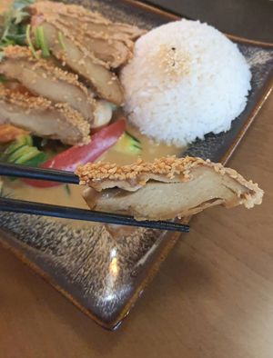 close-up of duck "meat" #Veganuary at Miss Vegan in Berlin