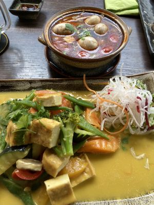 Rice dish and sour and spicy soup  at Miss Vegan in Berlin