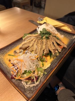 Vegan duck with curry and ricee  at Miss Vegan in Berlin