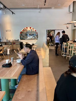 Inside seating  at Pine & Crane in Los Angeles