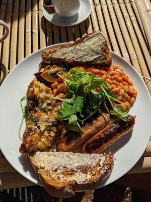 Veganised Pack Horse Breakfast at The Pack Horse Cafe in Bridport