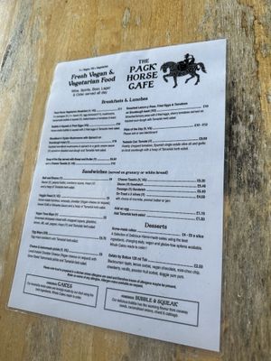 Menu  at The Pack Horse Cafe in Bridport