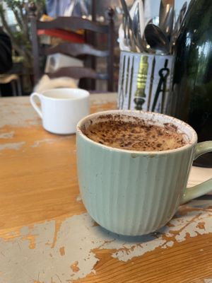 Mocha and double espresso   at The Pack Horse Cafe in Bridport