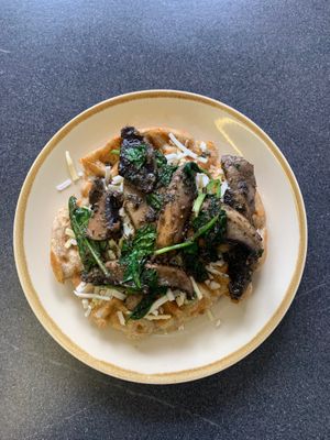 Cheesy mushroom waffle at The New Denver in Cullen