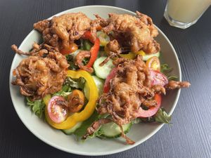 Onion bhaji salad   at The New Denver in Cullen
