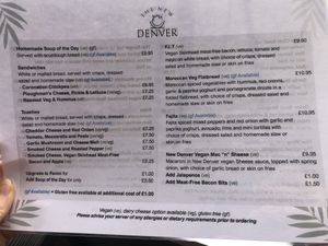 Menu  at The New Denver in Cullen