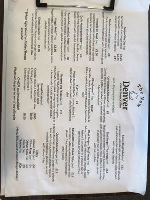 Fresh menu   at The New Denver in Cullen