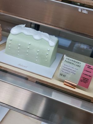 Spinach Cake Strawberry Passion Cake whole ~ 8/12/21 at Delcie's Desserts and Cakes in Central Singapore