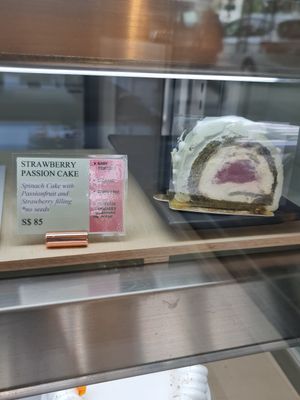 Spinach Cake Strawberry Passion Cake slice ~ 8/12/21 at Delcie's Desserts and Cakes in Central Singapore