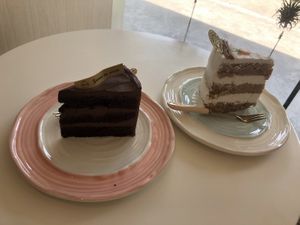 Chocolate and carrot cakes  at Delcie's Desserts and Cakes in Central Singapore