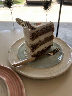 Vegan carrot cake with cream cheese frosting! Soooo good    at Delcie's Desserts and Cakes in Central Singapore