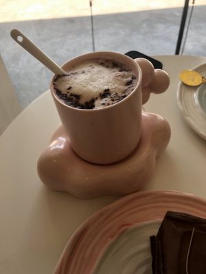 Oat milk hot chocolate   at Delcie's Desserts and Cakes in Central Singapore