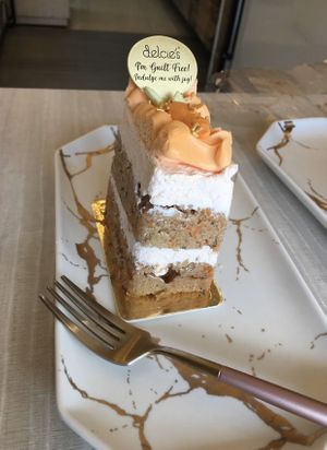 vegan diabetes-friendly carrot hummingbird cake $8.80 at Delcie's Desserts and Cakes in Central Singapore