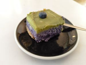 Matcha Blueberry Cheesecake at Funk You Natural Food in Berlin