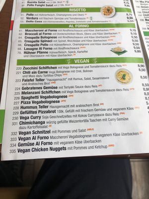 vegan options  at Tutti Pronti in Vienna