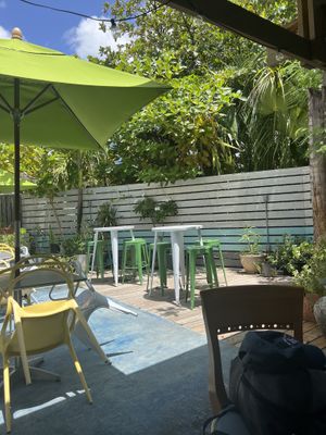 Outdoor seating   at Island Roots in Tortola