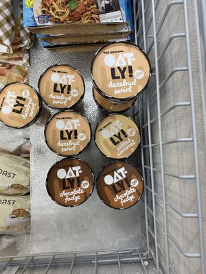 Oatly ice cream in veggie/vegan freezer section   at El Sueco Supermercado in Barcelona