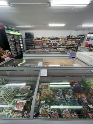 Inside + veggie freezer  at El Sueco Supermercado in Barcelona