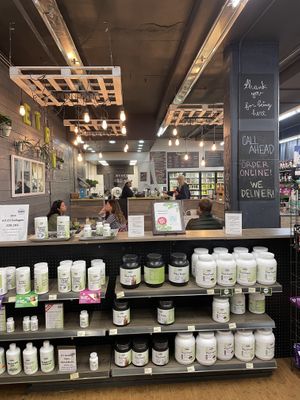 Cafe in back of market  at Chicago Health Foods in Chicago