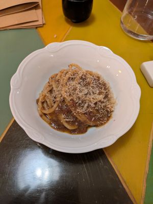 Pasta al ragù at Trattoria La Madia in Brione