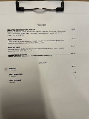 Vegan Menu   at The Creel Restaurant in Westport