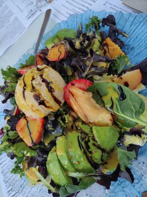 Salad (ask vegan) at Massai Mara Beach Club in Torre Del Mar