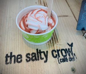 Whippy ice cream with black cherry   at The Salty Crow in Lowestoft