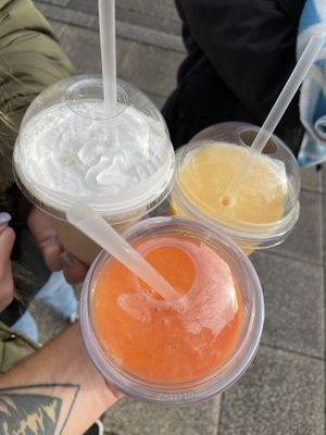 Strawberry milkshake, banana smoothie and carrot smoothie 😋😋😋  at The Salty Crow in Lowestoft