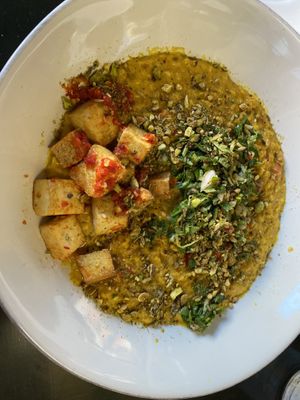 Daal with tofu (we went early in their dinner service and the mushrooms weren’t ready)  at The Delft Bistro in Marquette