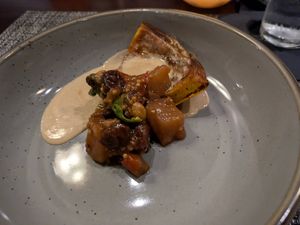 Pumpkin pie entree at ['plas] in Columbus