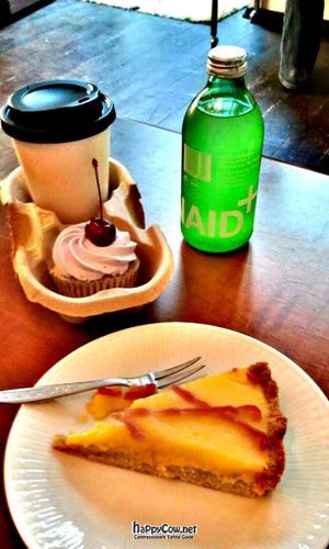 Mango cake and cherry cupcake to go at Cafe Vogelfrei in Mannheim