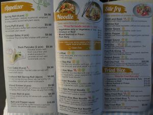 Menu at Limlong Thai Restaurant in Forster