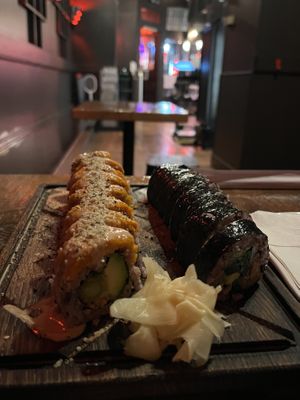 Pass the Dutchie and Vegan Futo Maki rolls.  at Sancha Sushi in San Francisco