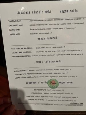 Lots o choices.  at Sancha Sushi in San Francisco