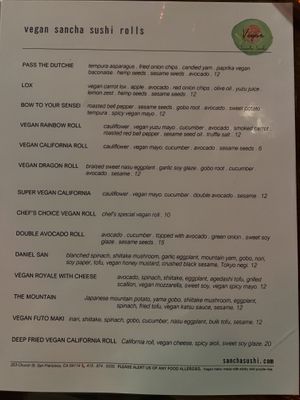   at Sancha Sushi in San Francisco