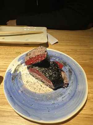 Vegan Ahi Tuna Handroll  at Sancha Sushi in San Francisco