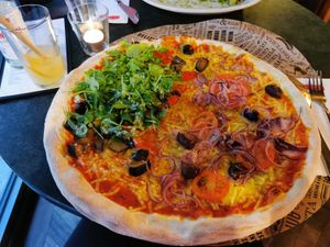 Pizza with vegan cheese! at L'Osteria in Ingolstadt