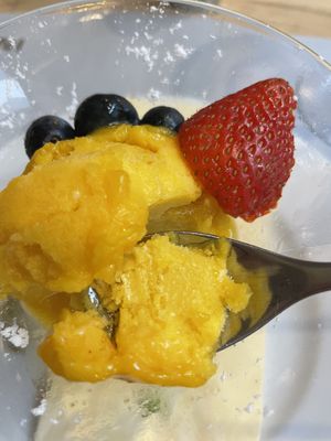 Dessert mango sorbet  at Ristorante Toscanini in Cologne