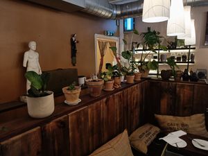 comfy seating area at Evita Espressobar in Oslo