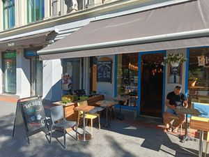 The cafe outdoors at Evita Espressobar in Oslo
