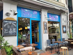 Café front at Evita Espressobar in Oslo