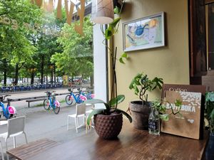 Window at Evita Espressobar in Oslo