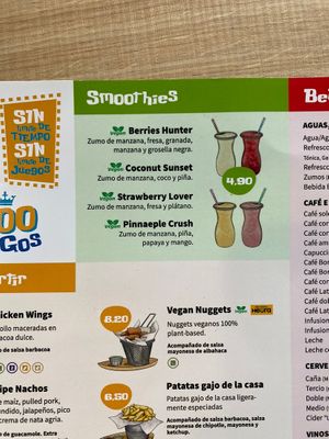 Menú   at Six Board Game Cafe in Madrid