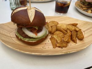 Veggie Burger  at Six Board Game Cafe in Madrid