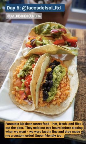 Veggie Corn Tacos made with love  at Tacos del Sol in Ambleside