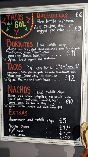 Menu at Tacos del Sol in Ambleside
