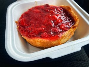 Strawberry cheesecake - soooo good!  at Fairy Cakes in Vancouver